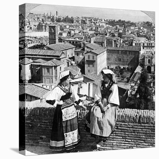 Two Women in Traditional Costume in Rome, Italy-Underwood & Underwood-Premier Image Canvas