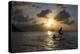 Two Young Boys Attempt to Surf on Praia Da Conceicao Beach at Sunset-Alex Saberi-Premier Image Canvas