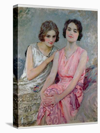 Two Young Women Seated-William Henry Margetson-Premier Image Canvas