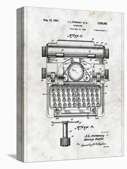 Typewriter-Patent-Stretched Canvas