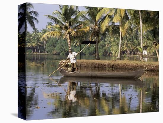 Typical Backwater Scene, Where Canals and Rivers are Used as Roadways, Kerala State, India-R H Productions-Premier Image Canvas