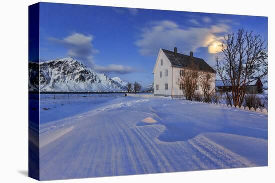 Typical House Surrounded by Snow on a Cold Winter Day at Dusk-Roberto Moiola-Premier Image Canvas