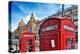 Typical Red Telephone Boxes on Brompton Road with Harrods Building on the Background-Felipe Rodriguez-Premier Image Canvas