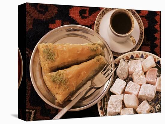 Typical Turkish Desserts - Baklava, Loukoumi (Turkish Delight), and Turkish Coffee, Turkey, Eurasia-Michael Short-Premier Image Canvas