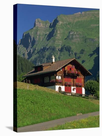 Typical Wooden Chalet with Colourful Shutters, Grindelwald, Bern, Switzerland, Europe-Tomlinson Ruth-Premier Image Canvas