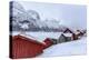 Typical Wooden Huts in the Snowy Landscape of Lyngseidet, Lyngen Alps, Tromso Lapland, Norway-Roberto Moiola-Premier Image Canvas