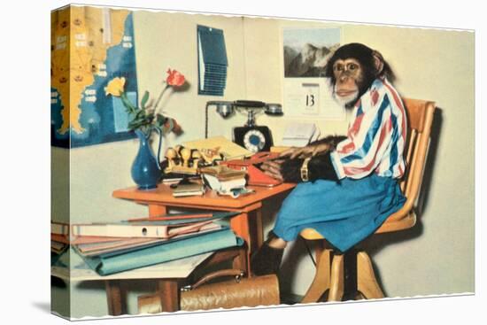 Typing Chimpanzee-null-Stretched Canvas