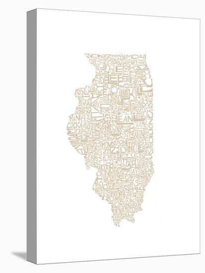 Typographic Illinois Beige-CAPow-Stretched Canvas