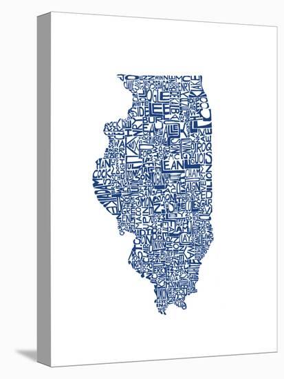 Typographic Illinois Blue-CAPow-Stretched Canvas