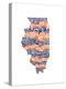 Typographic Illinois Illini-CAPow-Stretched Canvas