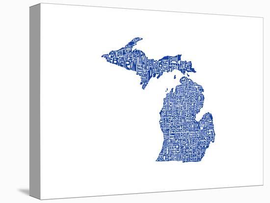 Typographic Michigan Blue-CAPow-Stretched Canvas