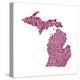 Typographic Michigan Maroon-CAPow-Stretched Canvas