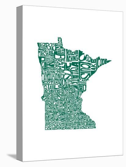 Typographic Minnesota Green-CAPow-Stretched Canvas