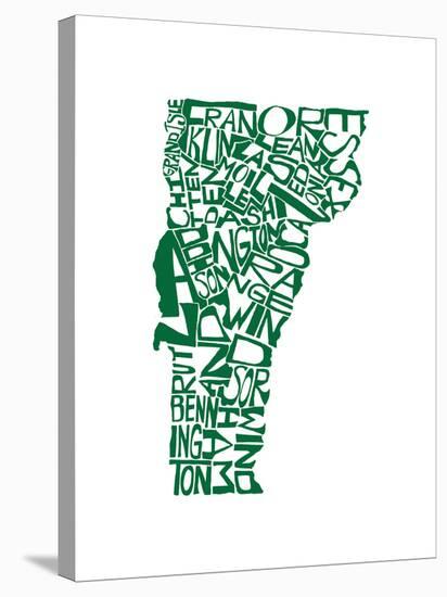 Typographic Vermont Green-CAPow-Stretched Canvas