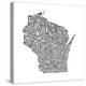 Typographic Wisconsin Charcoal-CAPow-Stretched Canvas