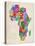 Typography Map of Africa-Michael Tompsett-Stretched Canvas