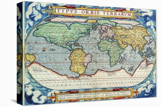 Typus Orbis Terrarum from the Theatre of the World in Apian Projection-Abraham Ortelius-Stretched Canvas