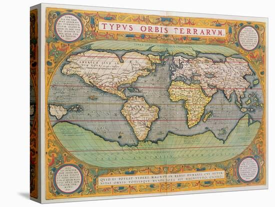 Typus Orbis Terrarum, map of the world, from Ortelius's 'Theatrum Orbis Terrarum', Antwerp, 1570-Abraham Ortelius-Premier Image Canvas