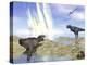 Tyrannosaurus Rex and Pteranodons Watch a Meteorite Impact-null-Stretched Canvas