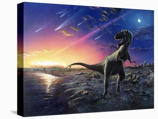 Tyrannosaurus Rex Fleeing From An Asteroid Strike-Chris Butler-Premier Image Canvas