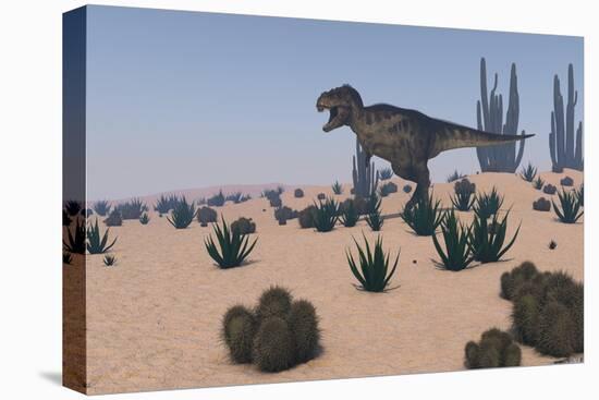 Tyrannosaurus Rex Hunting in a Desert Environment-null-Stretched Canvas