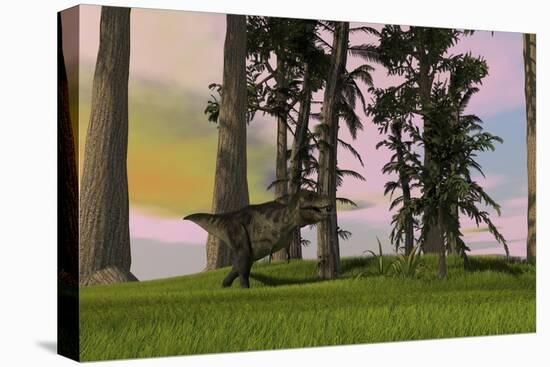 Tyrannosaurus Rex Hunting in Grasslands-null-Stretched Canvas