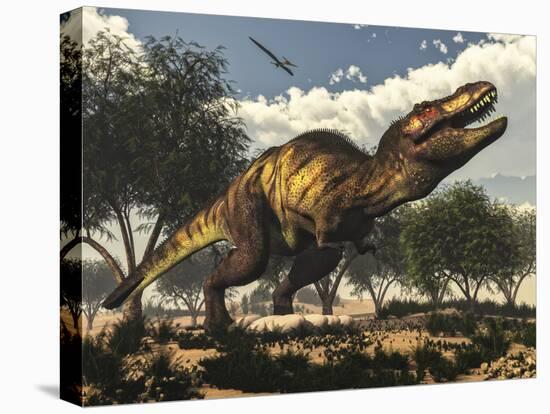 Tyrannosaurus Rex Standing Upon its Eggs to Protect Them-Stocktrek Images-Stretched Canvas