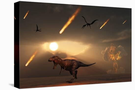 Tyrannosaurus Rex Tries to Escape a Giant Asteroid Impact-Stocktrek Images-Stretched Canvas