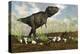 Tyrannosaurus Rex Walking across Desert Terrain-null-Stretched Canvas