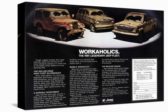 1981 Jeep Fleet-Workaholics-null-Stretched Canvas