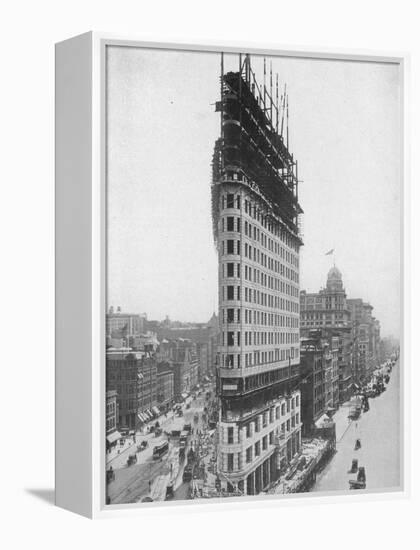 View of the Flatiron Building under Construction in New York City-null-Framed Premier Image Canvas