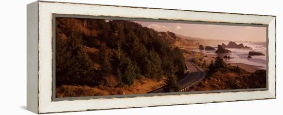 Highway Along a Coast, Highway 101, Pacific Coastline, Oregon, USA-null-Framed Premier Image Canvas