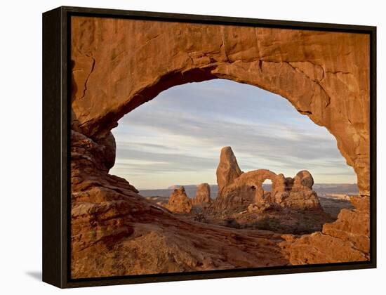 Turret Arch Through North Window at Dawn, Arches National Park, Utah, USA-James Hager-Framed Premier Image Canvas