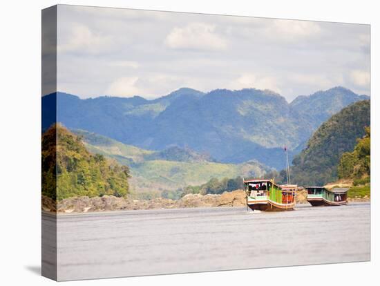 Boats About to Dock in Pak Beng, Half-Way Point from Thailand to Vientiane, Mekong River, Laos-Matthew Williams-Ellis-Premier Image Canvas