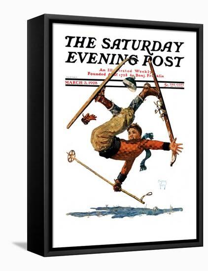 "Wipeout on Skis," Saturday Evening Post Cover, March 3, 1928-Eugene Iverd-Framed Premier Image Canvas