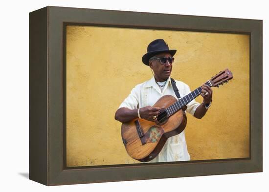 Cuba, Santiago De Cuba Province, Santiago De Cuba, Historical Center, Musician-Jane Sweeney-Framed Premier Image Canvas
