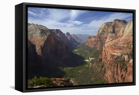 Utah, Zion National Park, View from Top of Angels Landing into Zion Canyon-David Wall-Framed Premier Image Canvas