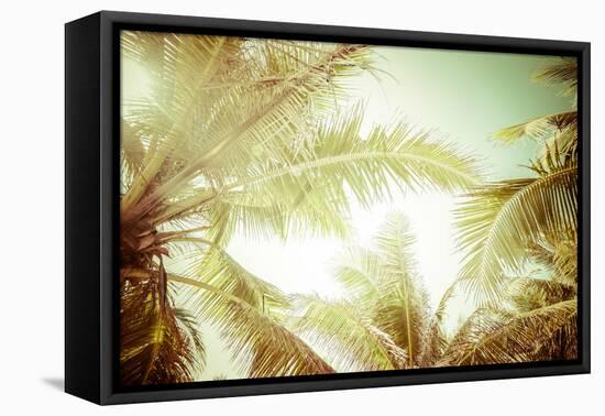 Abstract Summer Background with Tropical Palm Tree Leaves-Perfect Lazybones-Framed Premier Image Canvas