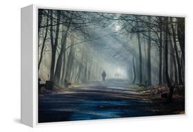 Road and Sunbeams in Strong Fog in the Forest, Poland.-Curioso Travel Photography-Framed Premier Image Canvas