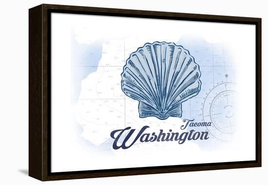 Tacoma, Washington - Scallop Shell - Blue - Coastal Icon-Lantern Press-Framed Stretched Canvas