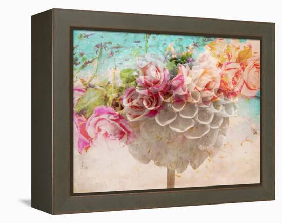 A Dreamy Romantic Floral Montage of a Pon Pon Dahlia with Roses, Photography, Many Layer Work-Alaya Gadeh-Framed Premier Image Canvas