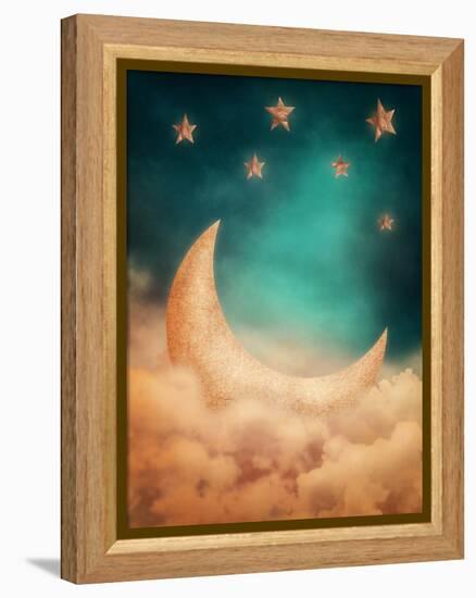Moon And Stars-egal-Framed Stretched Canvas