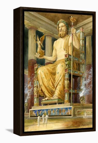 Statue of Zeus at Oympia-English School-Framed Premier Image Canvas