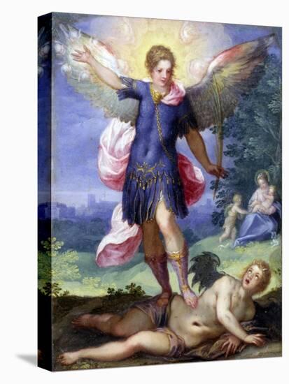 Archangel Michael Tramples the Devil-Hans Johann Rottenhammer-Stretched Canvas