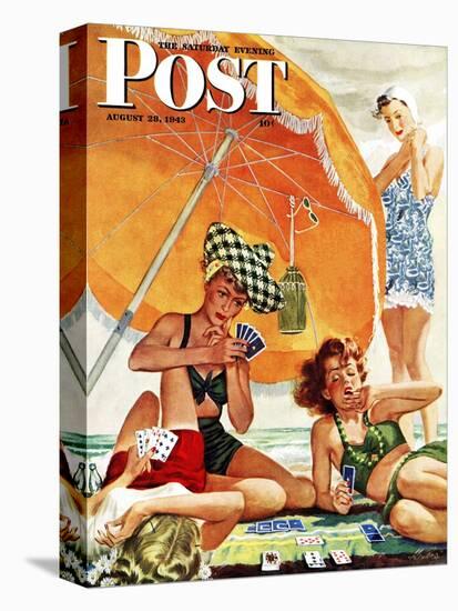 "Card Game at the Beach," Saturday Evening Post Cover, August 28, 1943-Alex Ross-Premier Image Canvas
