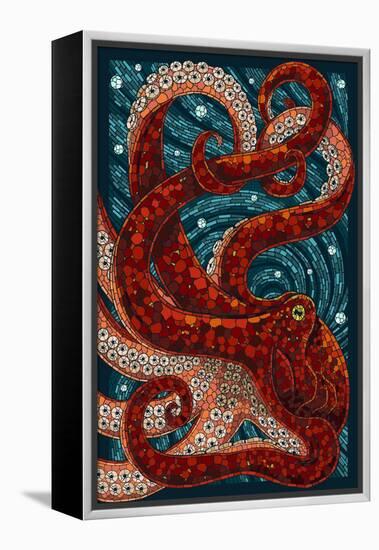 Octopus - Paper Mosaic-Lantern Press-Framed Stretched Canvas