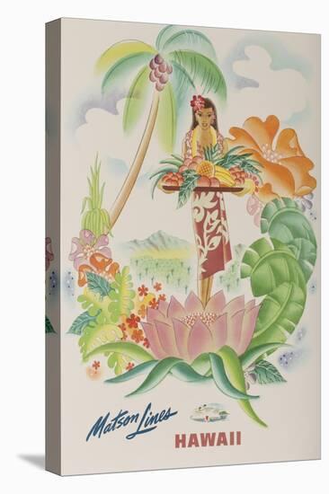 Matson Lines Travel Poster, Hawaii Native with Tropical Fruit-null-Premier Image Canvas