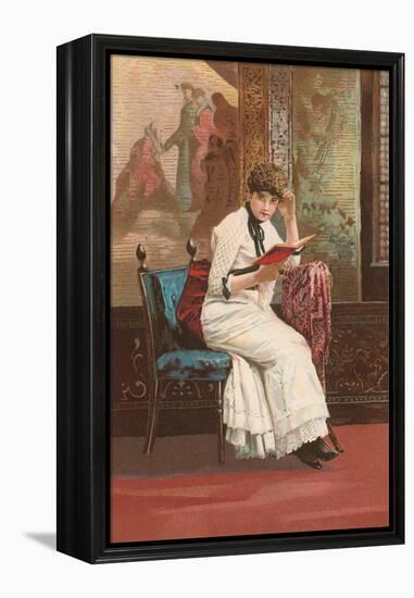 Woman Reading Book-null-Framed Stretched Canvas