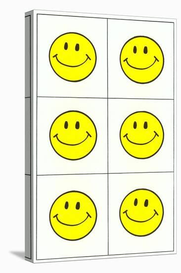 Six Yellow Happy Faces-null-Stretched Canvas