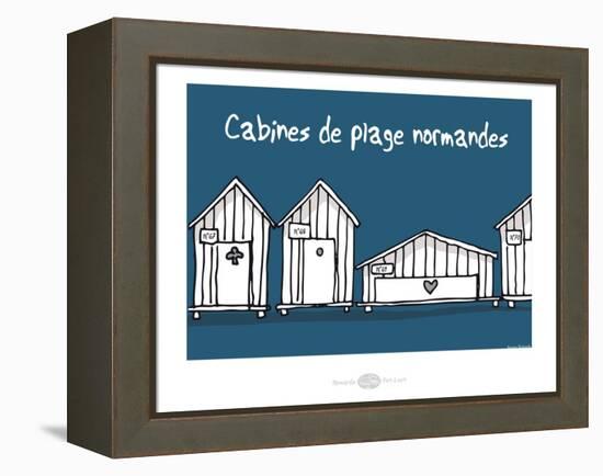 Heula. Cabines de plages normandes-Sylvain Bichicchi-Framed Stretched Canvas